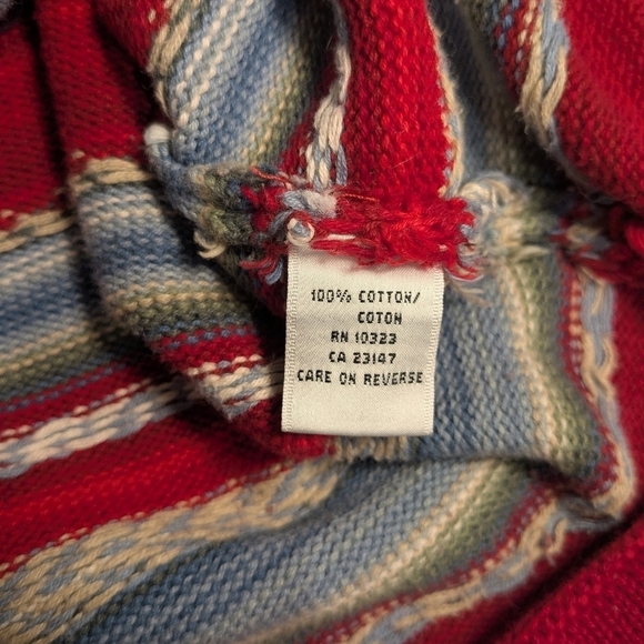 Talbot's Vintage Red Striped Cotton V-Neck Button-Up Cardigan Cottagecore - Picture 8 of 10